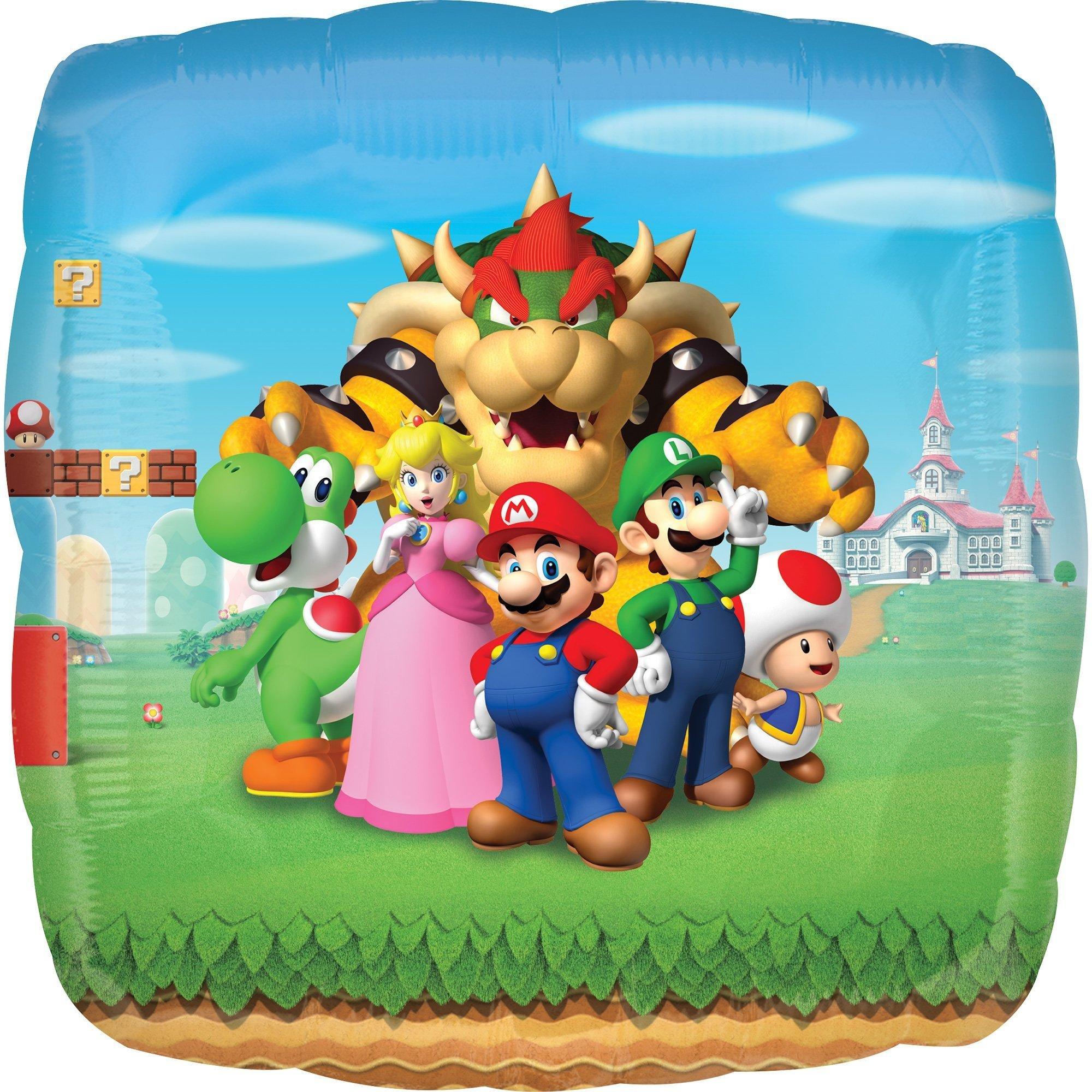 Premium Super Mario Bros Foil Balloon Bouquet with Balloon Weight, 13pc